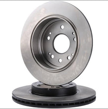 Cargar imagen en el visor de la Galería, Vented brake disc rotor, silver grey face with circular hub and bolt holes