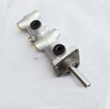 Załaduj obraz do przeglądarki galerii, Brake master cylinder with mounting flange, two hose ports, and pushrod shaft
