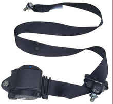 Załaduj obraz do przeglądarki galerii, Safety belt retractor and buckle assembly with dark webbing strap and metal latch