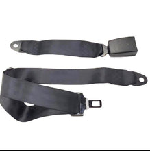 Load image into Gallery viewer, Rear 2-point safety belt with black webbing, rectangular buckle and gray latch ends