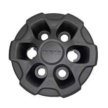 تحميل الصورة في عارض المعرض، Dark gray plastic wheel cover with embossed IVECO lettering and six round mounting holes