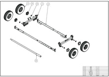 Charger l'image dans la galerie, Exploded parts diagram of large-wheel car rescue carrier, showing wheels and brackets