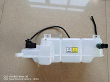 Charger l'image dans la galerie, White expansion tank with mounted hoses and electrical connector, multi-port reservoir