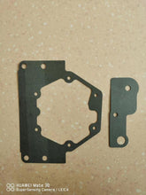 Carica l'immagine nel visualizzatore di Gallery, Timing chain cover gasket set: two dark gray paper gaskets with bolt holes