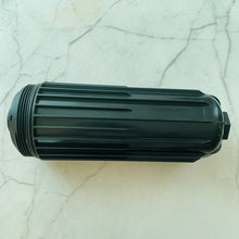 Charger l'image dans la galerie, Oil filter canister, dark green cylindrical housing with ribbed sides and threaded end