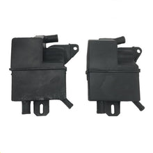 Charger l'image dans la galerie, Black respirator air valve assembly, front view with hose port and mounting holes