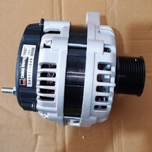Carica l'immagine nel visualizzatore di Gallery, Alternator assembly with black pulley and silver finned housing for truck use