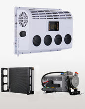 Cargar imagen en el visor de la Galería, RV electric air conditioner system components with white control box, fan, and hoses