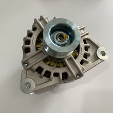 Carregar imagem no visualizador da galeria, Alternator with front pulley opening, circular metal nose, and side mounting ears