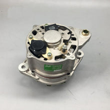 Cargar imagen en el visor de la Galería, Silver alternator front view with vented regulator plate and black electrical cap