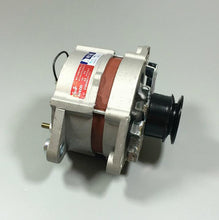 Cargar imagen en el visor de la Galería, Alternator side view with silver casing, red stripe, and black pulley