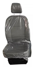 Load image into Gallery viewer, Front driver car seat with headrest, wrapped in clear protective plastic
