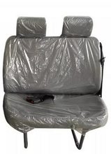 Load image into Gallery viewer, Front passenger double car seat with two headrests, wrapped in clear protective plastic
