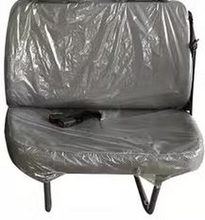 Load image into Gallery viewer, Front bench car seat with headrest, wrapped in clear protective plastic
