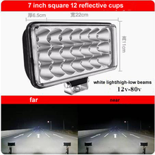 Cargar imagen en el visor de la Galería, 7-inch square LED spotlight with 12 reflective cups, white light, 12V-80V
