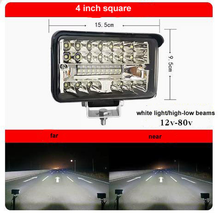 Cargar imagen en el visor de la Galería, 4-inch square LED headlight with reflector lenses, white high-low beams, 12V-80V
