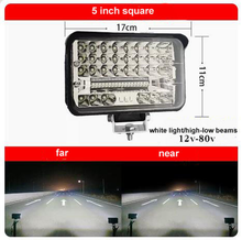 Cargar imagen en el visor de la Galería, 5-inch square LED headlight with reflector lenses, white high-low beams, 12V-80V
