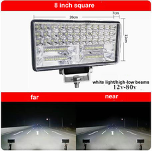Cargar imagen en el visor de la Galería, 8-inch square LED headlight with reflector lenses, white high-low beams, 12V-80V
