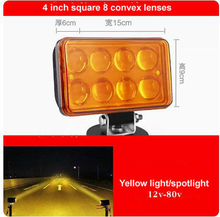 Cargar imagen en el visor de la Galería, 4-inch square LED spotlight with amber/yellow convex lenses, black frame, front bracket
