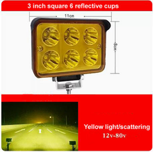 Cargar imagen en el visor de la Galería, 3-inch square LED spotlight with amber reflective cups, yellow lens cover, front mounting
