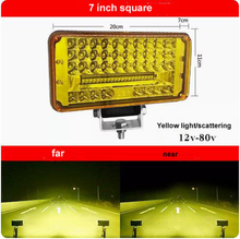 Cargar imagen en el visor de la Galería, 7-inch square LED off-road light with yellow lens and metal mounting bracket

