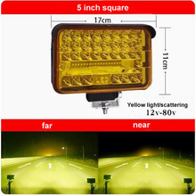 Cargar imagen en el visor de la Galería, 5-inch square LED off-road light with yellow lens and metal mounting bracket
