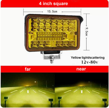 Cargar imagen en el visor de la Galería, 4-inch square LED off-road light with yellow lens and metal mounting bracket

