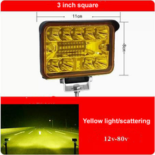 Cargar imagen en el visor de la Galería, 3-inch square LED off-road light with yellow lens and metal mounting bracket
