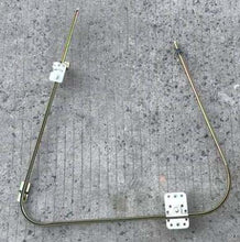 Load image into Gallery viewer, Manual window regulator assembly with green cable arms and two white lift brackets
