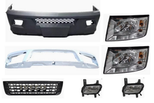 Load image into Gallery viewer, Front vehicle front-end parts set with bumper cover, grille, headlights, and fog lights
