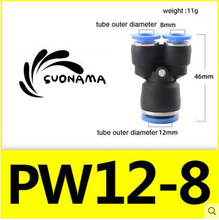 Load image into Gallery viewer, Pneumatic air quick coupling, black with blue push caps; for 8mm and 12mm tubes
