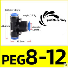 Load image into Gallery viewer, Pneumatic straight air quick fitting coupling, 12mm tube diameter, black with blue side port ring.
