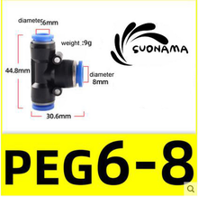 Load image into Gallery viewer, Pneumatic straight air quick fitting coupling, 8mm tube diameter, black with blue side port ring.
