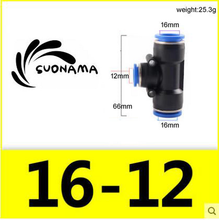 Load image into Gallery viewer, Pneumatic straight air quick coupling, black with blue push fittings, 16–12 mm
