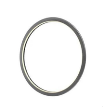 Load image into Gallery viewer, Silver metal-ring oil seal with thin brown rubber edge and smooth inner opening
