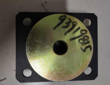Load image into Gallery viewer, Vehicle body support cushion block with green round plate and center hole on black square base
