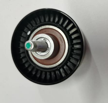 Load image into Gallery viewer, Black timing belt pulley with metal center and mounting pin, single wheel assembly
