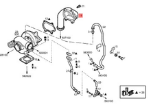 Load image into Gallery viewer, Supercharger exhaust pipe parts diagram, shows routed pipe and fittings
