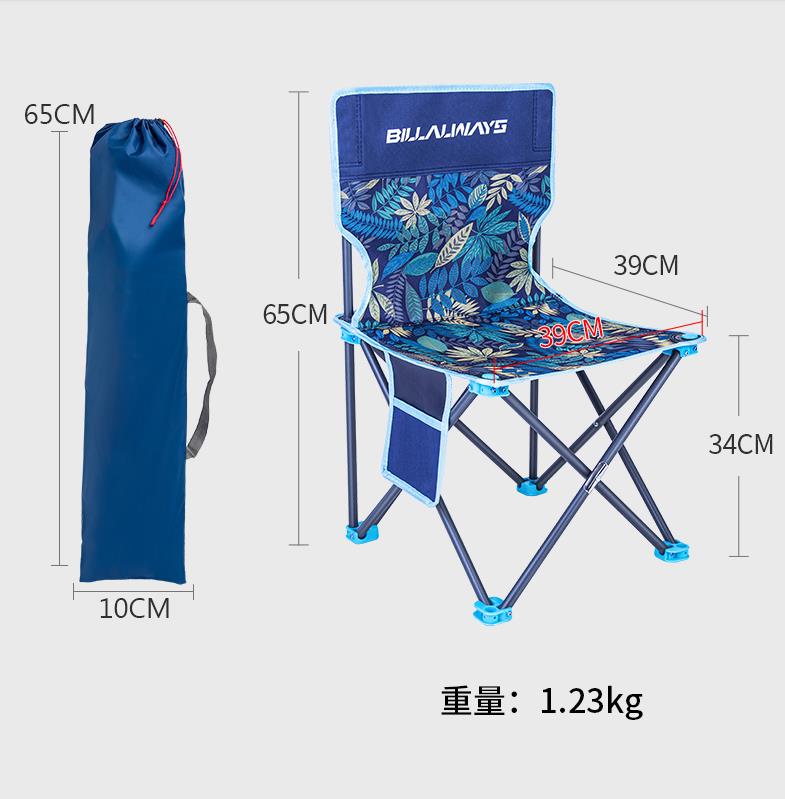 Portable Folding Chair Heavy Duty Fishing Chair with Side Pocket and Strap Carrying Bag Compact, Convenient Outdoor Chair for Hiking, Fishing and