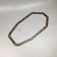 Load image into Gallery viewer, Oil pan gasket with dark brown outer edge and evenly spaced bolt holes
